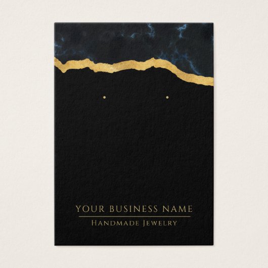 抽象芸術マーブルブラック金ゴールドイヤリングディスプレイカード (正面)