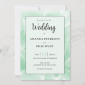 抽象芸術マーブルミントグリーン結婚式招待状 招待状 (正面)