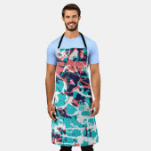 抽象芸術マーブル紙アート背景 エプロン (着用した状態)