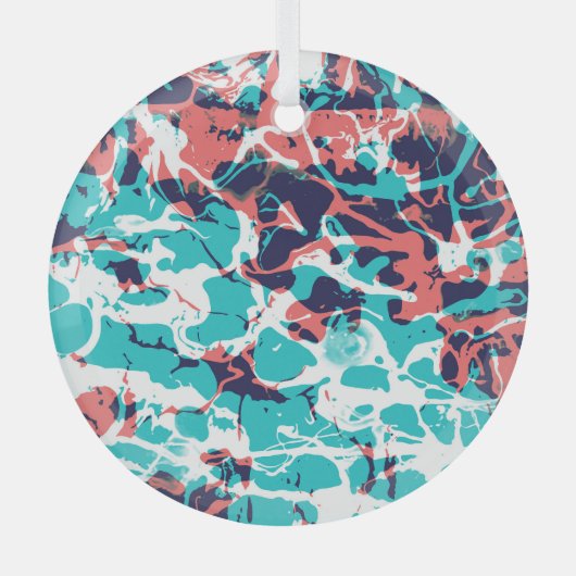 抽象芸術マーブル紙アート背景 ガラスオーナメント (正面)