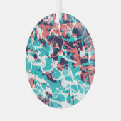 抽象芸術マーブル紙アート背景 ガラスオーナメント (正面左)