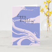 抽象芸術マーリーアートインラベンダーとピンク誕生日 カード (黄色い花)