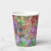 抽象芸術ミスティ混色の緑のピンクの黄色の渦巻き 紙コップ (裏面)