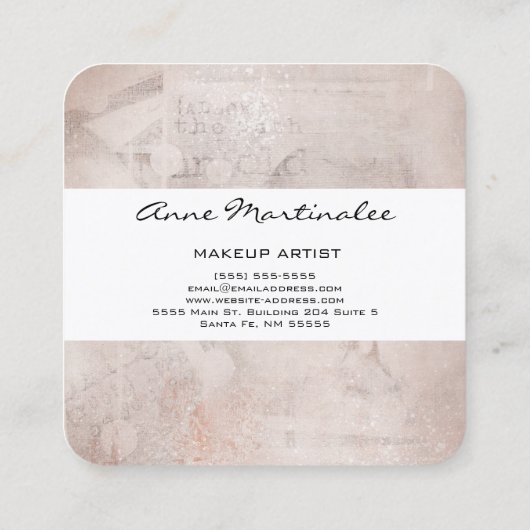 抽象芸術ミックスメディアニュートラルトーン スクエア名刺 (裏面)