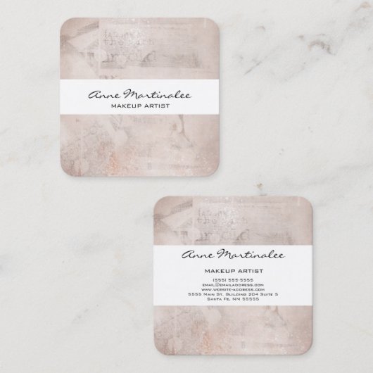 抽象芸術ミックスメディアニュートラルトーン スクエア名刺 (正面/裏面)