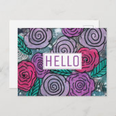 抽象芸術ミックスメディアフローラこんにちは ポストカード (正面/裏面)