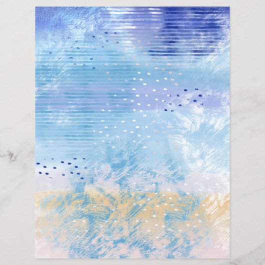 抽象芸術ミックスメディアブルーイエロースクラップブック紙 (裏面)