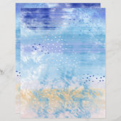 抽象芸術ミックスメディアブルーイエロースクラップブック紙 (正面/裏面)