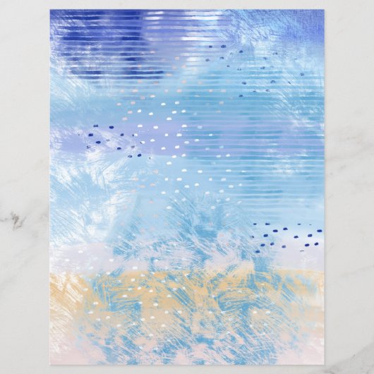 抽象芸術ミックスメディアブルーイエロースクラップブック紙 (正面)