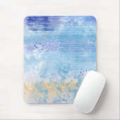 抽象芸術ミックスメディアブルーターコイズ黄 マウスパッド (マウス)