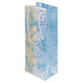 抽象芸術ミックスメディアブルーターコイズ黄 ワインギフトバッグ (裏面アングル)