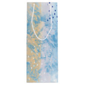 抽象芸術ミックスメディアブルーターコイズ黄 ワインギフトバッグ (裏面)