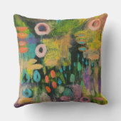 抽象芸術ミックスメディア初期のフローラア絵画ート クッション (裏面)