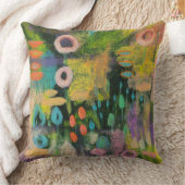 抽象芸術ミックスメディア初期のフローラア絵画ート クッション (ブランケット)