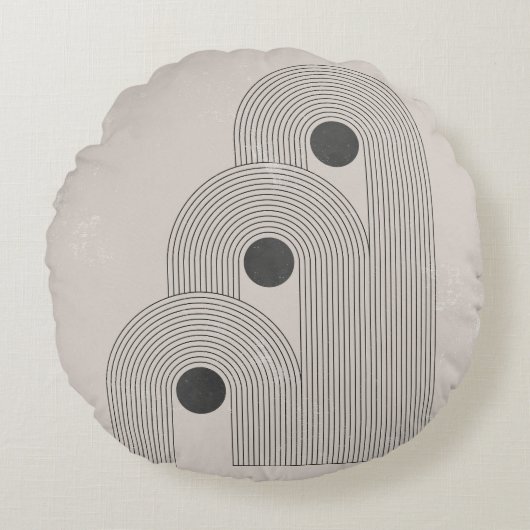 抽象芸術ミッドセンチュリーの幾何学模様 ラウンドクッション (正面)