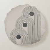 抽象芸術ミッドセンチュリーの幾何学模様 ラウンドクッション (裏面)