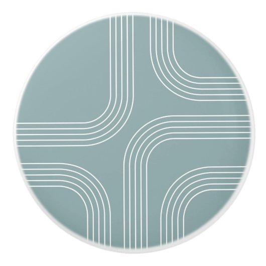 抽象芸術ミッドセンチュリースタイルラインアート セラミックノブ (正面)