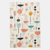 抽象芸術ミッドセンチュリーパターン キッチンタオル (縦)
