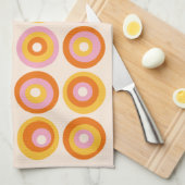 抽象芸術ミッド・センチュリー・オレンジ・サークル・パターン キッチンタオル (四つ折り)