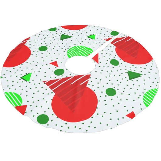 抽象芸術ミニマリストのクリスマスのメンフィス幾何学的 ブラッシュドポリエステルツリースカート (アングル)