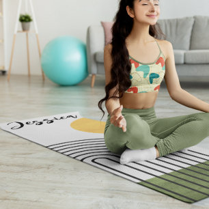 抽象芸術ミニマリストサンレインボーミッドセンチュリーモダン ヨガマット