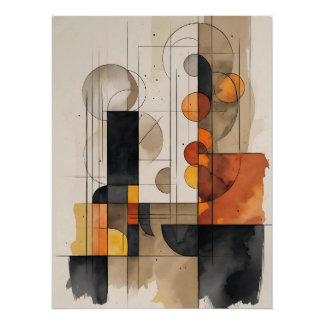 抽象芸術ミニマリスト水の色の地球トーンの芸術 ポスター