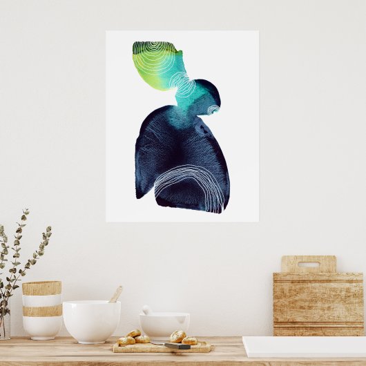 抽象芸術ミニマリスト水絵画色のポスター ポスター (キッチン)