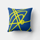 抽象芸術ミニマリスブルーイエロークッションピロー クッション (裏面)