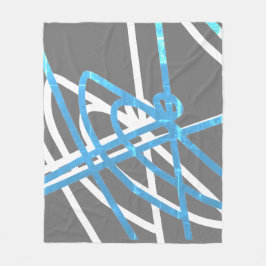 抽象芸術ミニマリズムターコイズホワイトラインブランケット フリースブランケット