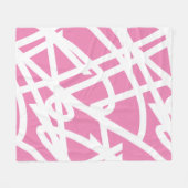 抽象芸術ミニマリズム白いラインピンク毛布 フリースブランケット (正面(横))