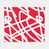 抽象芸術ミニマリズム白いライン赤い毛布 フリースブランケット (正面(横))