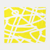 抽象芸術ミニマリズム白い線イエローブランケット フリースブランケット (正面(横))