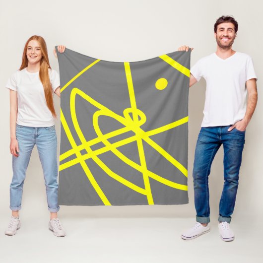 抽象芸術ミニマリズム黄色のライングレーブランケット フリースブランケット (インサイチュ)