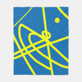 抽象芸術ミニマリズム黄色のラインブルーブランケット フリースブランケット (正面)