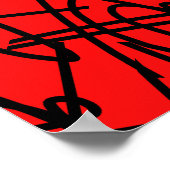 抽象芸術ミニマリズム・ライン黒い赤のポスター ポスター (角)