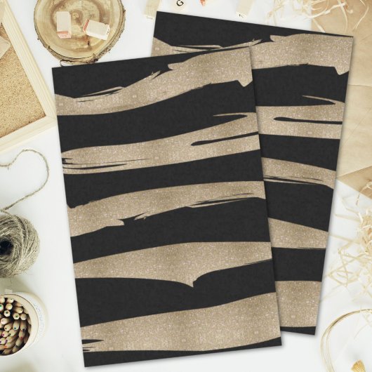 抽象芸術ミニマルなシックなブラック金ゴールドブラシのストローク 薄葉紙