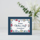 抽象芸術ミニマルな花ブルーマザーズデイ シーズンポストカード (スタンド正面)