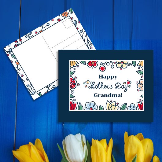 抽象芸術ミニマルな花ブルーマザーズデイ シーズンポストカード