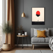 抽象芸術ミニマルな赤い太陽と孤独の芸術 ポスター
