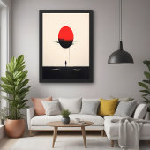 抽象芸術ミニマルな赤い太陽と孤独の芸術 ポスター