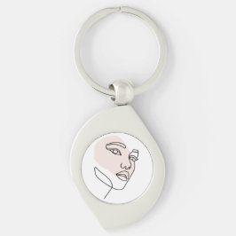 抽象芸術ミニマルの独身の女性のラインアート キーホルダー