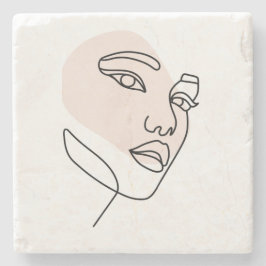 抽象芸術ミニマルの独身の女性のラインアート ストーンコースター