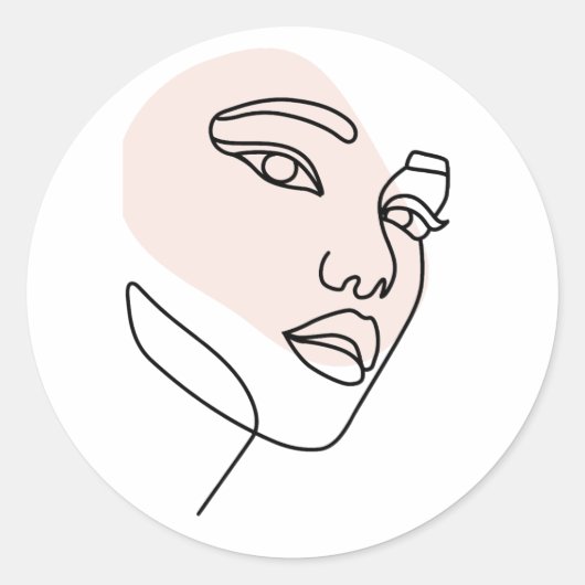 抽象芸術ミニマルの独身の女性のラインアート ラウンドシール (正面)