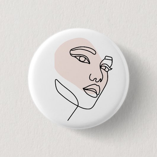 抽象芸術ミニマルの独身の女性のラインアート 缶バッジ (正面)