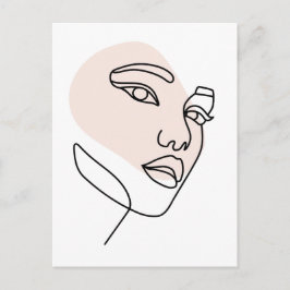 抽象芸術ミニマルの独身の女性ラインアートストーン2 ポストカード