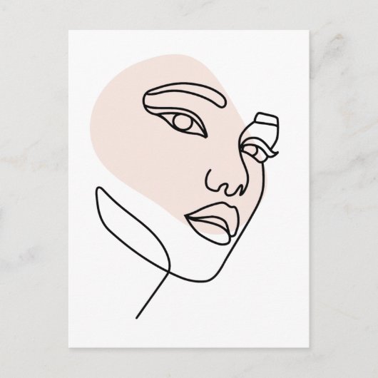 抽象芸術ミニマルの独身の女性ラインアートストーン2 ポストカード (正面)