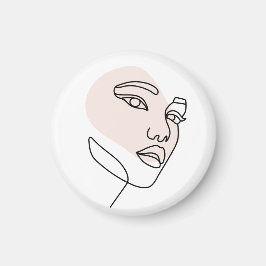 抽象芸術ミニマルの独身の女性ラインアートストーン2 マグネット