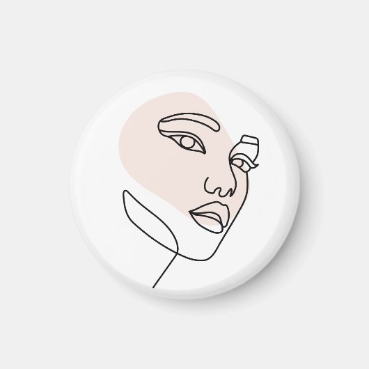 抽象芸術ミニマルの独身の女性ラインアートストーン2 マグネット (正面)