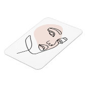 抽象芸術ミニマルの独身の女性ラインアートストーン2 マグネット (左側)