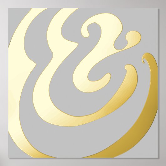 抽象芸術ミニマルグレー金ゴールド 箔ポスター (正面)